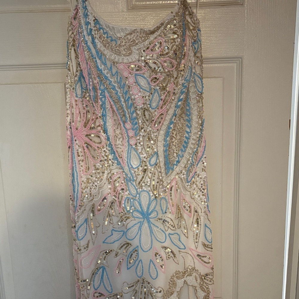 Elegant Multicolor Embellished Prom Dress